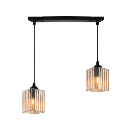 lampa wiszaca sufitowa zyrandol podwojny riffle szklany ryflowany glamour nad stol