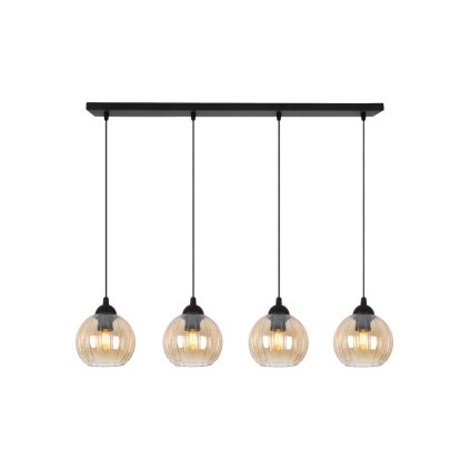 lampa wiszaca sufitowa zyrandol miodowy costa szklany kula glamour czarna listwa