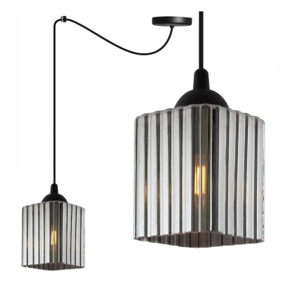 lampa wiszaca sufitowa zyrandol grafitowy riffle czarny pajak loft do lazienki kuchni kwadrat