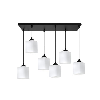 lampa wiszaca sufitowa zyrandol riffle szklany ryflowany bialy nowoczesny czarna listwa