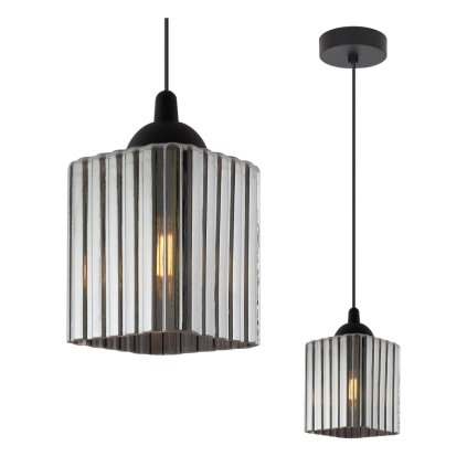 lampa wiszaca sufitowa zyrandol grafitowy riffle szklany pojedynczy do lazienki kuchni