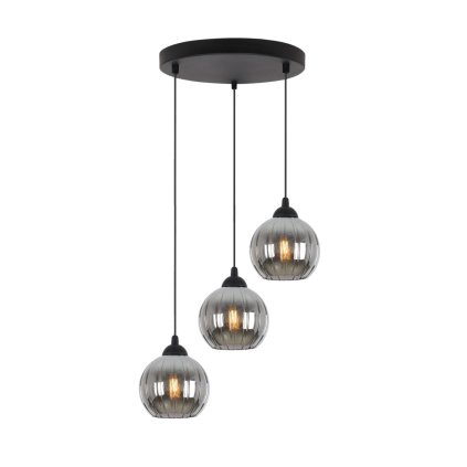 lampa wiszaca sufitowa zyrandol grafitowy potrojny costa szklany kula nowoczesny