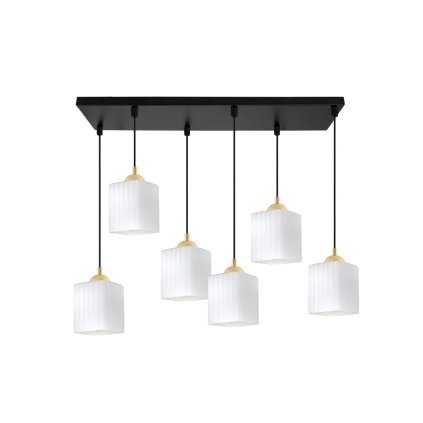 lampa wiszaca sufitowa zyrandol czarno zloty riffle szklany ryflowany nad stol i wyspe e27