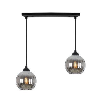 lampa wiszaca sufitowa zyrandol grafitowy podwojny costa szklany kula nad stol i wyspe e27