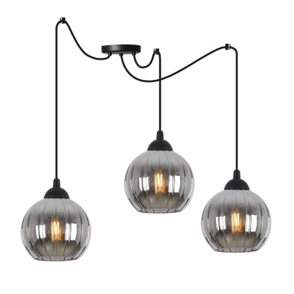 lampa wiszaca sufitowa zyrandol grafitowy costa czarny pajak loft glamour nad stol i wyspe e27