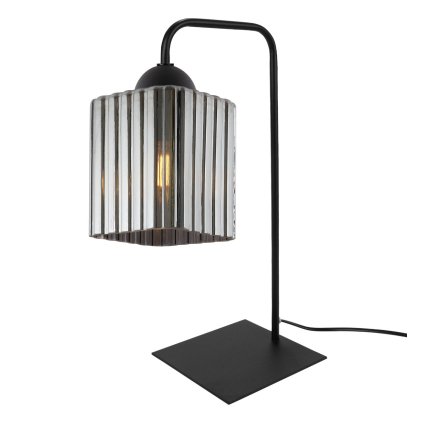 lampa stolowa lampka nocna grafitowy klosz riffle szklany ryflowany nowoczesny e27