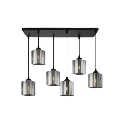 lampa wiszaca sufitowa zyrandol grafitowy riffle szklany ryflowany do salonu kuchni