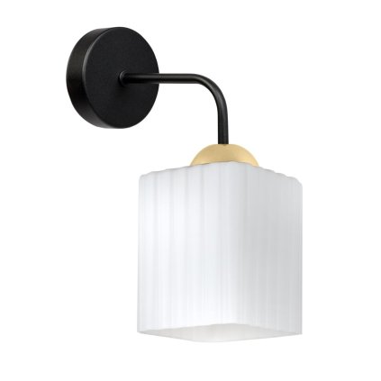 lampa kinkiet scienny riffle bialy szklany czarno zloty do salonu sypialni glamour e27