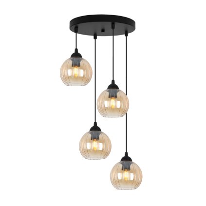 lampa wiszaca sufitowa zyrandol topazowy costa szklany kula glamour czarna listwa