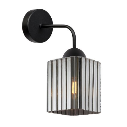 lampa kinkiet scienny grafitowy riffle szklany ryflowany do salonu sypialni glamour e27