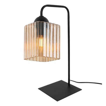 lampa stolowa lampka nocna topazowy klosz riffle szklany do sypialni salonu glamour