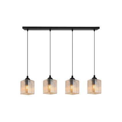 lampa wiszaca sufitowa zyrandol miodowy riffle szklany nad stol i wyspe e27 4 zrodla