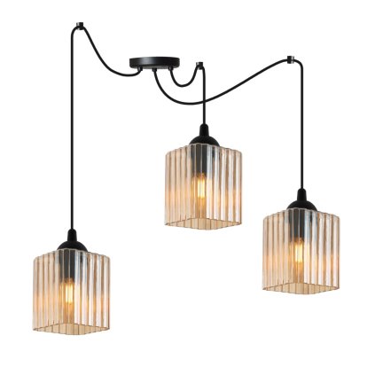 lampa wiszaca sufitowa zyrandol miodowy riffle czarny pajak loft glamour nad stol i wyspe e27