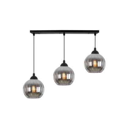 lampa wiszaca sufitowa zyrandol grafitowy potrojny costa szklany kula glamour e27