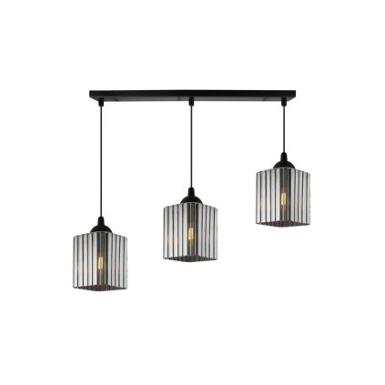 lampa wiszaca sufitowa zyrandol grafitowy potrojny riffle szklany glamour nad stol i wyspe e27