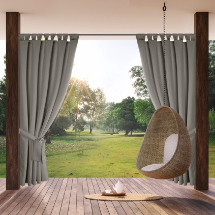 ZAHRADNÍ VODĚODOLNÝ ZÁVĚS NA POUTKÁCH GARDEN 155X220 CM STŘÍBRNÁ