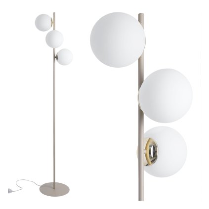 lampa stojaca podlogowa siena czarna chrom przezroczyste szklane kule loft molekularna