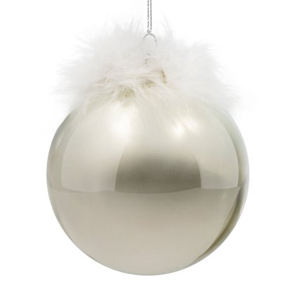 SKLENĚNÁ VÁNOČNÍ BANKA NA STROMEK SADA 4 KS (FI) 10 CM STŘÍBRNÁ