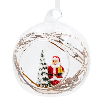 SKLENĚNÁ VÁNOČNÍ BANKA NA STROMEK SADA 4 KS (FI) 10 CM VZOROVANÁ