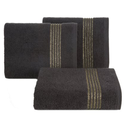 BAVLNĚNÝ RUČNÍK LILA 70X140 CM ČERNÁ