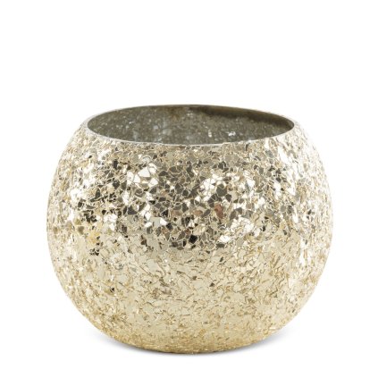 SKLENĚNÝ SVÍCEN MELIA 14X14X10 CM ZLATÁ