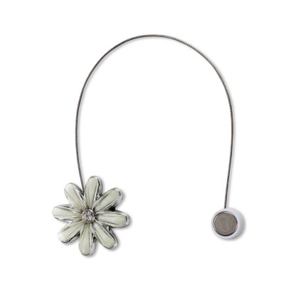 SADA 2KS DEKORAČNÍ SPONA NA ZÁVĚS FLOWER S MAGNETEM 5 X 14 CM KRÉMOVÁ