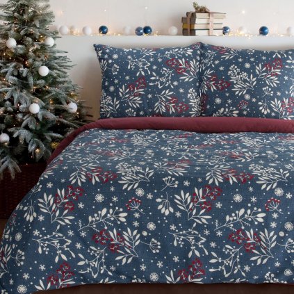 VÁNOČNÍ RENFORCÉ POVLEČENÍ KRISTY 140X200 CM, 1 KS 70X80 CM VZOROVANÉ