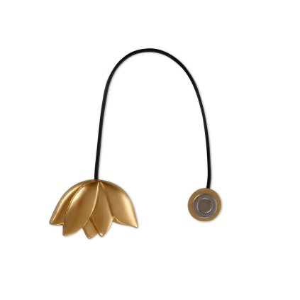 SADA 2KS DEKORAČNÍ SPONA NA ZÁVĚS TULIP S MAGNETEM 6 X 15 CM ZLATÁ