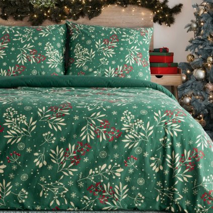 VÁNOČNÍ RENFORCÉ POVLEČENÍ CRISTIAN 200X220 CM, 2 KS 70X80 CM VZOROVANÉ