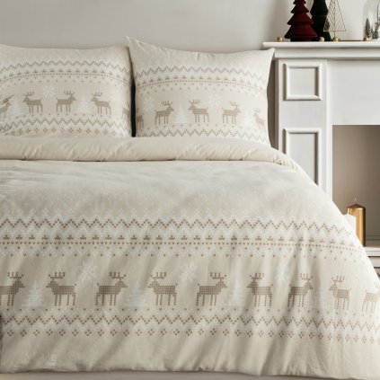 VÁNOČNÍ RENFORCÉ POVLEČENÍ LUKE 160X200 CM, 2 KS 70X80 CM VZOROVANÉ