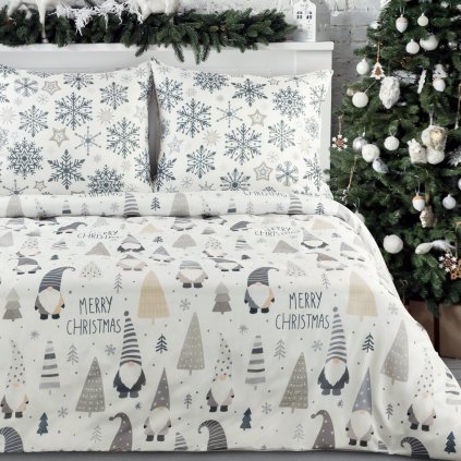 VÁNOČNÍ RENFORCÉ POVLEČENÍ DWARF 140X200 CM, 1 KS 70X80 CM VZOROVANÉ