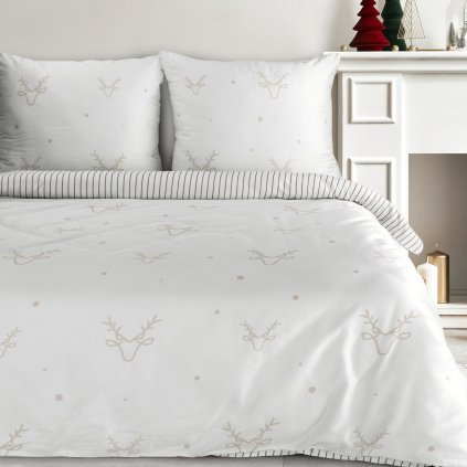 VÁNOČNÍ SATÉNOVÉ POVLEČENÍ BOSQUE 160X200 CM, 2 KS 70X80 CM VZOROVANÉ