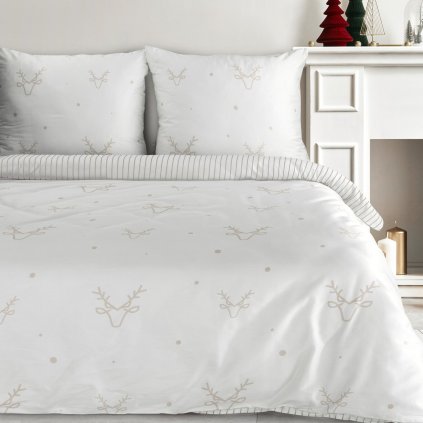 VÁNOČNÍ SATÉNOVÉ POVLEČENÍ BOSQUE 200X220 CM, 2 KS 70X80 CM VZOROVANÉ