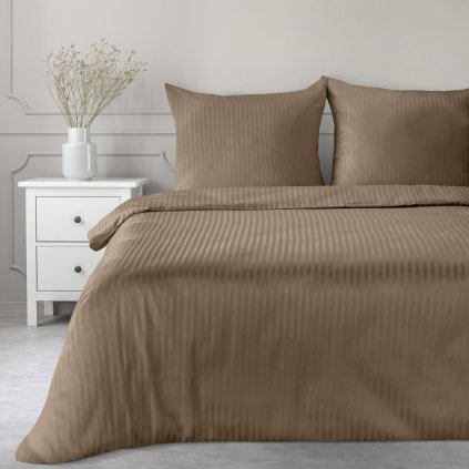 SATÉNOVÉ POVLEČENÍ VERA 160X200 CM, 2 KS 70X80 CM HNĚDÉ