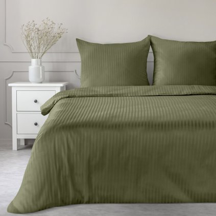 SATÉNOVÉ POVLEČENÍ VERA 140X220 CM, 1 KS 70X80 CM OLIVOVÉ