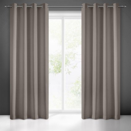 ZÁVĚS NA KROUŽCÍCH RITA 140X250 CM SVĚTLEHNĚDÁ