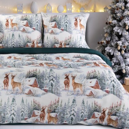 VÁNOČNÍ POVLEČENÍ Z MIKROVLÁKNA FAIRYLAND 200X220 CM, 2 KS 70X80 CM VZOROVANÉ