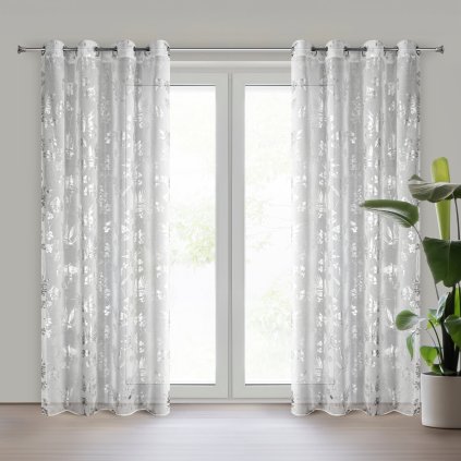 ZÁCLONA NA KROUŽCÍCH DĚLIA 140X250 CM LISTY