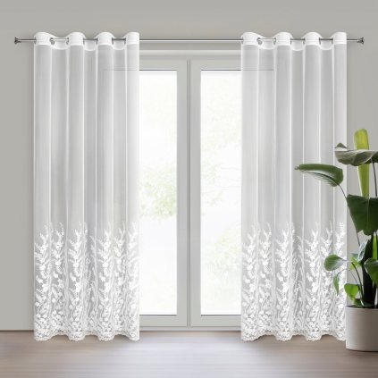 ZÁCLONA NA KROUŽCÍCH TALINA 140X250 CM VZOROVANÁ