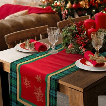 VÁNOČNÍ GOBELÍNOVÝ BĚHOUN NA STŮL STAR 45X140 CM VZOROVANÝ