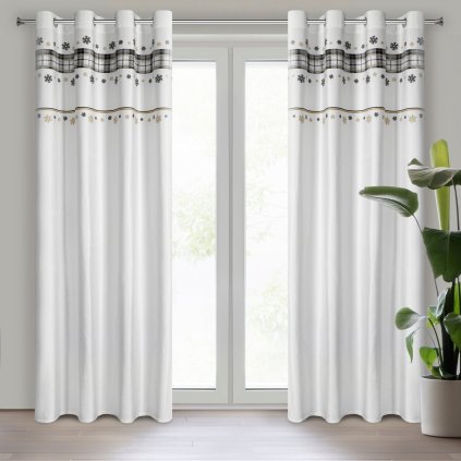 VÁNOČNÍ ZATEMŇOVACÍ ZÁVĚS NA KROUŽCÍCH ANGEL 140X250 CM BÍLÁ