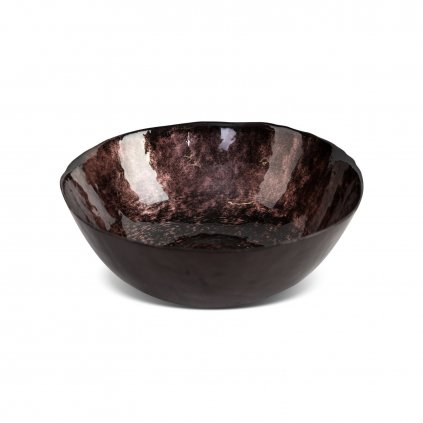 SKLENĚNÝ DEKORAČNÍ TALÍŘ PATI (03) 16X15X6 CM HNĚDÝ