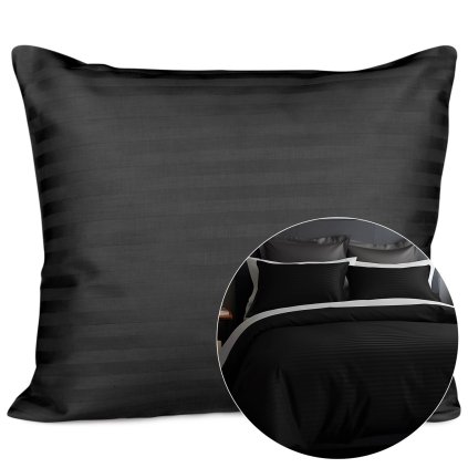poszewka satyna bawelna cizgili black 70x80