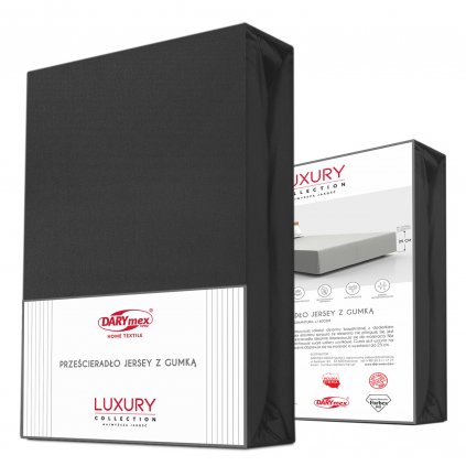 przescieradlo jersey elastan z gumka black czarny