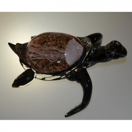 figura szklana zolw z meduza czarny 28cm