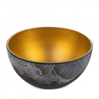 SKLENĚNÁ MISKA LIMITED COLLECTION PEONIA 25X13 CM ČERNÁ/ZLATÁ
