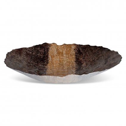 DEKORAČNÍ SKLENĚNÁ MISKA DEMI (02) (FI) 39X8 CM HNĚDÁ
