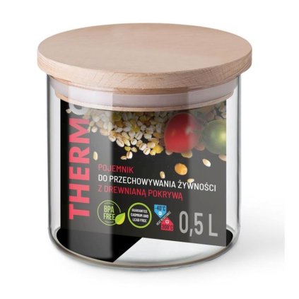 thermo pojemnik na zywn 05l drewniana pokrywka