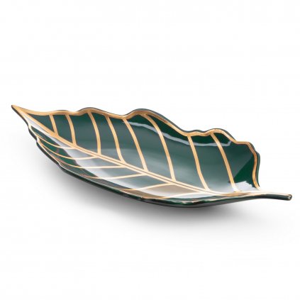 KERAMICKÝ TALÍŘ LIMITED COLLECTION LILI 41X19 CM TMAVĚTYRKYSOVÁ/ZLATÁ