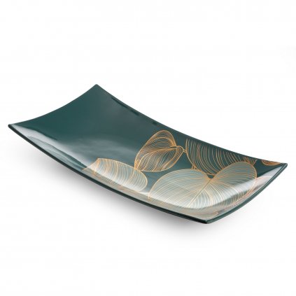 KERAMICKÝ TALÍŘ LIMITED COLLECTION SALVIA 41X20 CM ZELENÁ/ZLATÁ